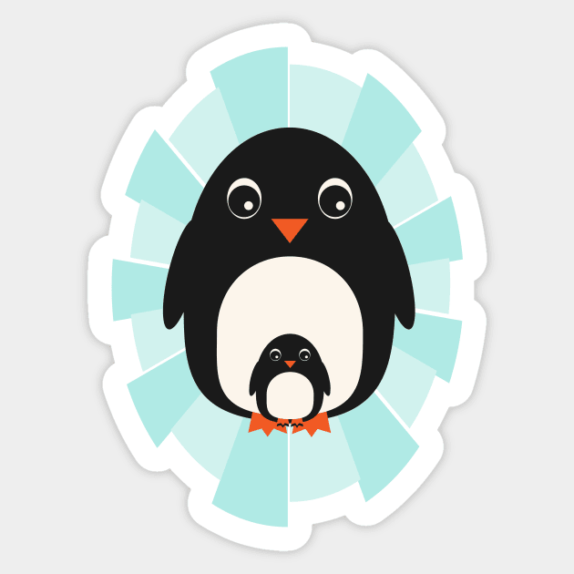 Baby and daddy penguins Sticker by HelenDesigns